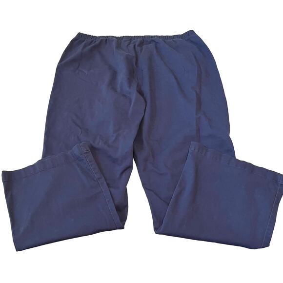 WOMAN WITHIN HI-RISE WIDE LEG PULL-ON KHAKI PANTS, WOMENS, 24WP, NAVY BLUE - Picture 5 of 8